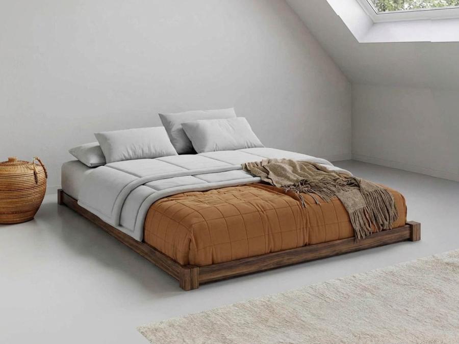 low loft bed walnut
