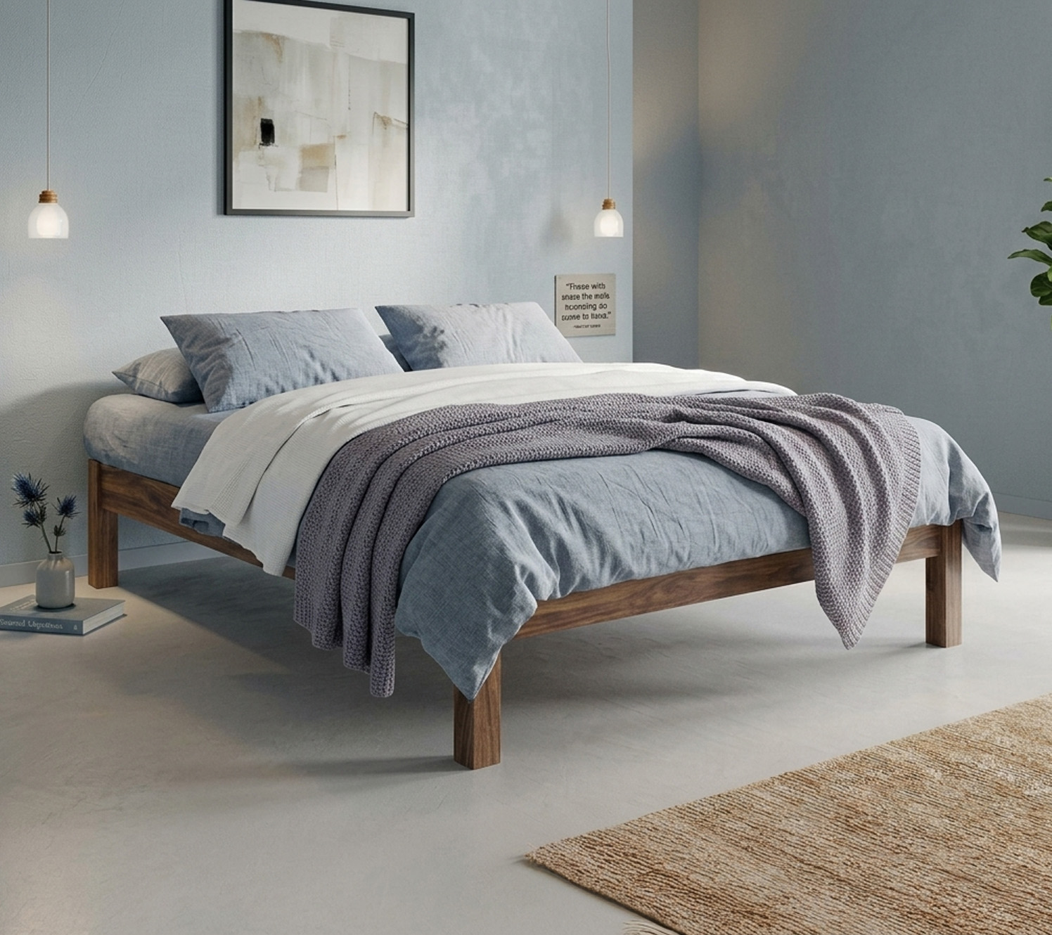 Idee per camera da letto blu e grigia, strati per i cambiamenti stagionali