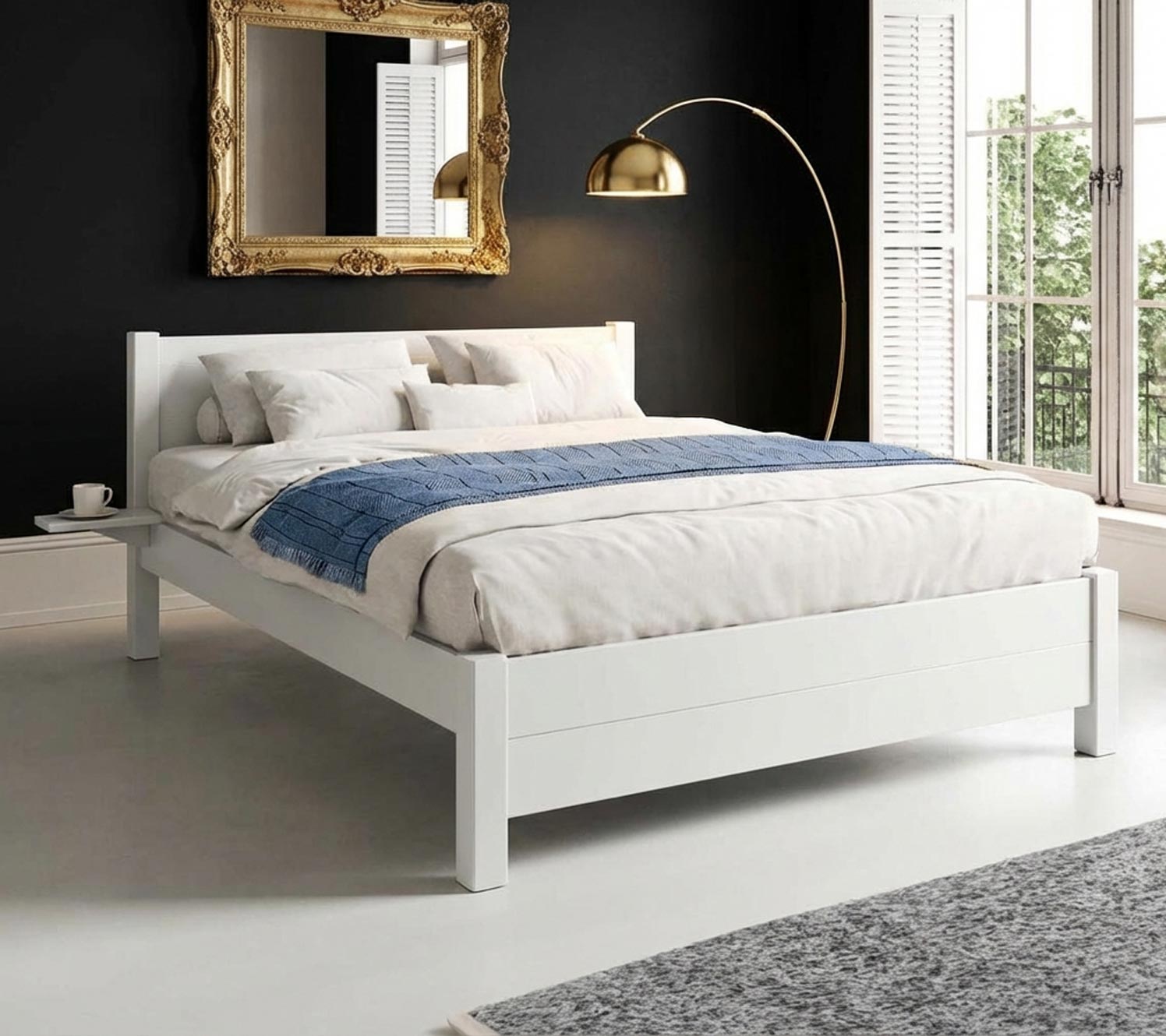 Highlights dorati nel design della camera da letto nera e oro