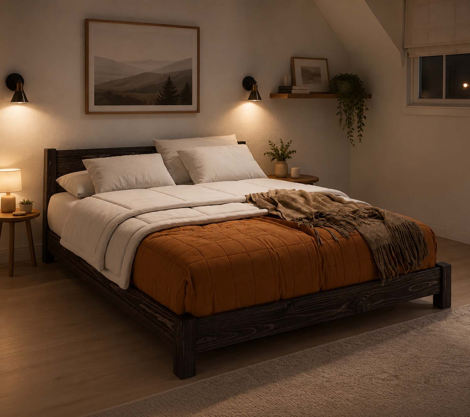 Design per una camera da letto piccola: Luce soffusa e linee di fuga più lunghe